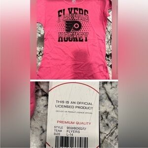 Philadelphia Flyers Pink Hockey T-Shirt sz 10/12